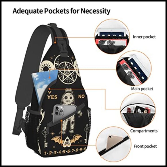 Goth Retro Sling Backpack Crossbody Daypack Adjustable Strap Casual Travel main image 6